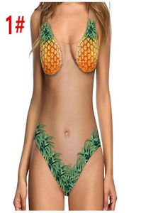 Summer New Women One Piece Bathing Push Up Seksowna melonowa skorupa owocowa skóra Kolor ananasowy stroju kąpielowa Kąpiec Kąpiec Kostum 2653030