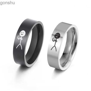 Parringar Hip Hop Stickman Ring Mens Par Rostfritt stål Ring Enkel trend Fun Graffiti Ring Party Syckel Nya gåvor WX