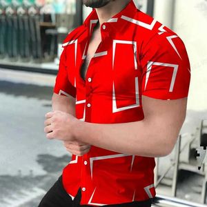Camicie casual maschile hawaiane geometriche 3d top cubano canotta cubana da camicia a maniche corte a manica corta