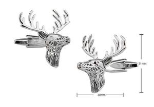 Manschett Länkar Animal Design Art Deer Manschettknappar för män Högkvalitativt kopparmaterial Silver Manschettknappar Partihandel och detaljhandel Q240508
