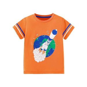 Camisetas de pular medidores de salto Novo chegada Orange Rocket Boys Garotas T-shirt Cotton Childrens T-shirt Summer Childrens T-Shirt Casual Baby Topl2405