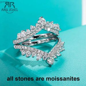 Casal Rings Anujewel 3mm D Anel de casamento em forma de mosonita em forma de mosonita 18K Batilhado 925 Sterling Silver Bridal Ring Conjunto WX