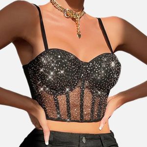 Sexy Sequined Corset Women Shirt Camis y2k Tee Summer Halter Top Ladies Crop Shaper Blusas Tank Tops Woman Clothes Ropa Mujer 240509