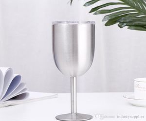 10oz Stainless Steel Goblet Double Walls Goblet Double Wall 304 stainless Steel Thermos Cup wine glass with lids A062960222