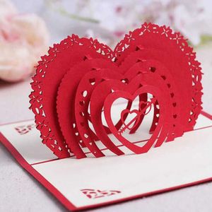 Gift 3D Heart Day Valentines Greeting Postcard Matching Envelope Laser Cut Handmade Birthday Post Card