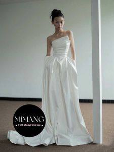 Дизайнерское свадебное платье без бретелек для свадебного платья Простые и роскошные шелковые световые платья Taffeta