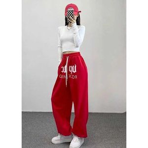 Frauenhose Capris Straight Hosen Hip-Hop Womens Hosen High Strt Hosen Koreanische Mode-Legging Y2K Hosen Lose Sporty Sweatpant Women Clothing Y240509