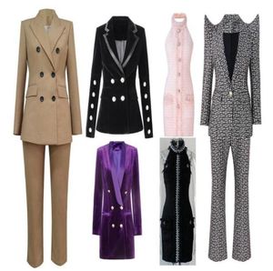 New Women Suits Blazers Dois PCs Sets Sets Neck Dress Sexy Maxi Buttons Up Jacket Moda de moda Slim Shape Design SXL 6 Modelos5921838