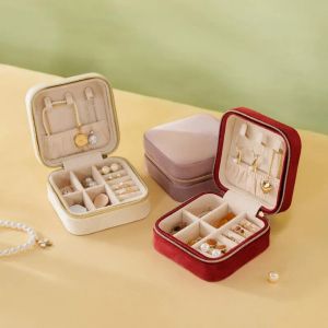Veludo por atacado Pequeno caixa de jóias de colar anel de anel Organizador mini jóias de jóias Organizador de viagens para mulheres meninas zz