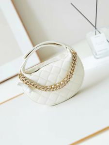 Quality Designer Half-Moon Evening Clutch Bags Diamond Lattice Pattern Top Handle Totes DIY Pearl Chains Small Dinner Handbags Gold Hardware Zipper Bow Party Purse