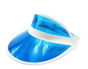 テニスビーチカラープラスチックプラスチック透明なサンハットビンゴベガスディーラーネオンゴルフバイザーハットキャップ20pcslot4917498