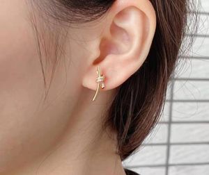 Season's New Geometric Retro Rope Knot Stud Earrings Knotted Niche 18K Gold Plated Diamond Fashion Jewelry Gift1977947