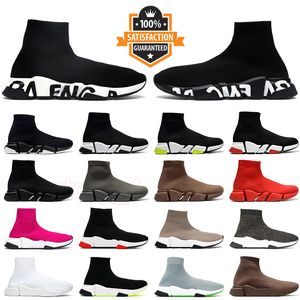 Sapatos de meia feminino masculino Treinadores casuais Velocidade 1.0 2.0 tênis preto Baires azuis azuis Botas de malha em relevo meias de estilista Plataformas Speeds Dhgate