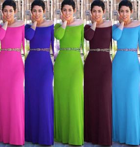 Women039S Offtheshoulder Dress Therequarter Sleeve High Weist Long Gray6169117