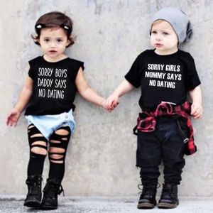 T-shirty przepraszam dziewczęta/chłopcy mama/tata mówi, że nie ma randek dzieci śmieszne koszulka chłopcy i dziewczęta T-shirt moda odzieży streetl2405