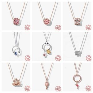 Sier flamingo katt zirkonpärlor kullersten bling charm hänge halsband kvinnor märke original kabelkedja halsband diy smycken