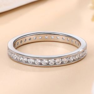 Män kvinnor Moissanite Ring S925 Solid Sterling Silver Moissanite Rings for Women Wedding Anniversary Engagement Ring Storlek 5-11