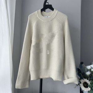 C24 Autumn Winter Women's Sweater Leisure and Comfortable Big Jacquard Round Neck Pullover Knitted Sweater 87665