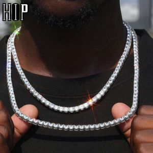 Hip Hop 1 Rząd 4 Zęgiel tenisowy AAA CZ Stone 3/4/5/6 mm Bling Iced Out Gold Splated Cubic Zircon Naszyjnik dla mężczyzn biżuterii