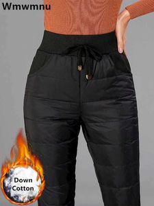 Frauenhose Capris Winter Baumwolle Ultra dünne Bleistifthosen Frauen hohe Taille lässige dicke warme Hose großer 4xl Chiffon -Knöchel Länge Spodniel2405