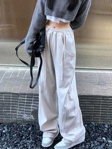 Kvinnor Pants Capris Houzhou Basic Grey Jogging Sweatpants Women Harajuku Korean Style Oversize Jogger Sports Pants Female Hippie Kpop Loose Trousers Y240509