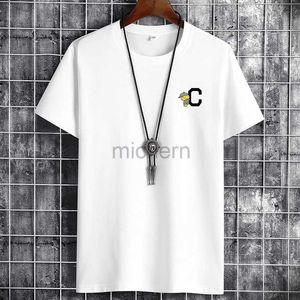 Mäns T-shirts 2021 Senaste herr T-shirt Kläd Fitness White O-Neck Mens T-shirt D240509