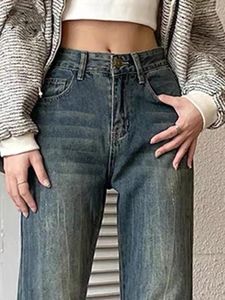 Women's Jeans Winter Fashion Slim Fit Casual Retro Blue Women American YK2 Unique Office Pocket Basic Flare