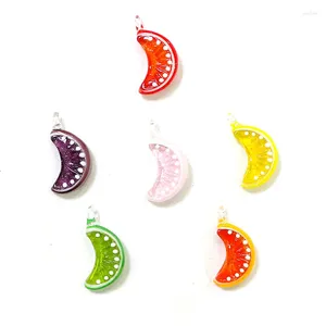 Decorative Figurines 2PCS Colorful Cute Tiny Lemon Orange Slice Charm Glass Pendant Mini Fruit Ornament Woman DIY Jewelry Necklace Making