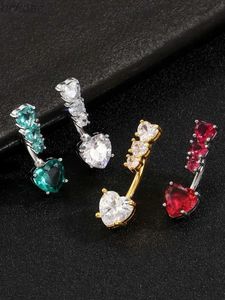 Anéis de umbigo 1pc Moda de zircão de zircão Piercing 316L Aço inoxidável Blows Butrinha toca jóias de corpo de anel de cristal em forma de coração para mulheres D240509