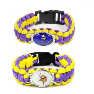 Bangle 18 25mm Glass Football Charms People Armband Paracord Survival Flätade rep Sport Bangles Diy Jewelry