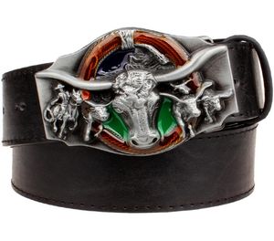 MEN039s Cintura in pelle Western Cowboy Belt Punk Rock Rock Wild West Toro Toro Testa Cintura in pelle Filla in metallo Hip Hop Men Gift 112491713