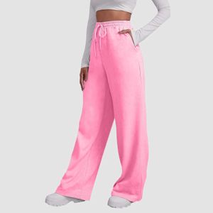 Calças femininas Capris Capris Womens Wool Filed Sports Pants Wide Large Destacado Inverno Aquecimento Diário Casual Casual Q240508