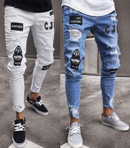 2022 Mens 청바지 고민 오토바이 자전거 타는 사람 Jean Rock Skinny Slim Ripped Hole Letter 최고 품질 브랜드 힙합 Denim Pants 21SS SI5877729