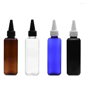 Storage Bottles 50pcs 100ml Square Black Plastic With Pointed Cap Dropper Essence Oil Or Liquid Lotion Case Container 3.4oz PET Bottle