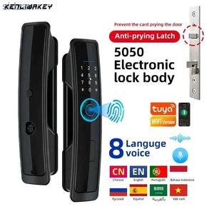 Smart Lock Tuya Smart Home Electronic Lock WiFi Application Fingerprint Biometric Card Ttlock Application Digital lösenord Keyless Smart Door Lock Security WX