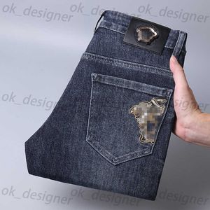 Men's Jeans designer Autumn and Winter New Jeans for Men Light Luxury Thick Elastic Feet Slim Fit Embroidery
