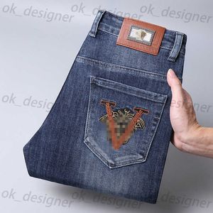 Herren Jeans Designer Herbst- und Winter neue Jeans für Männer leichte luxuriöse dicke elastische Füße Slim Fit Stickerei L63fsy