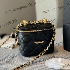 Womens Vanity Cosmetic Bags Box Double Golden Ball Bead Decoration Makeup Mobile Storage Bag Card Holder With Chains Strap 11X8.5cm