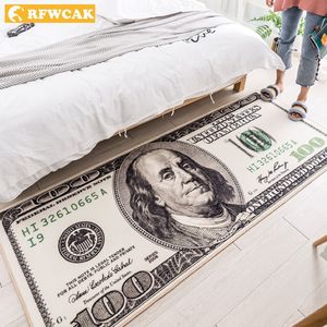 RFWCAK Creative USA Dollar 3D Carpet para a sala de estar Tapete Tapete Tapete de cabeceira Capaceiro do corredor Capacho Kids Bedroom Decoração de tapete Home Y20052 225Q