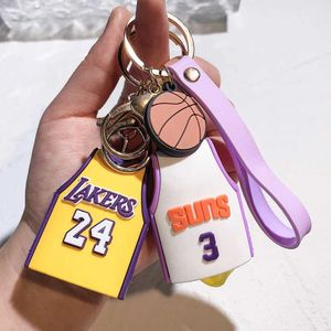 Keychains Lanyards Creative jersey keychain pendant keychain gift basketball fan jewelry basketball pavilion gift J240509