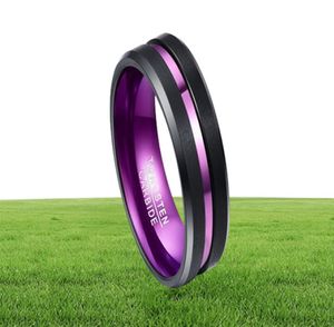 Purple Inner Ring Scrub Groove Men Rings Tungsten Carbide Anillos Para Hombres Male Fashion Jewelry Drop J19062593423044851209
