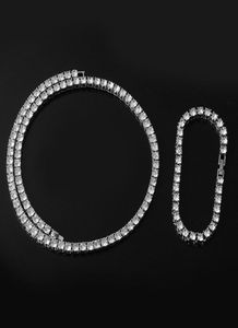 Hip Hop 5mm Eisketten -Halsketten Armband 1 Reihen Strass Choker Bling Crystal Tennis Kette Halskette für Männer Schmuck 5571591