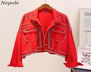 Neploe Rivet Pockets Women Denim Jacket Single Breasted Tassel Fake Diamonds Coat 2019 Spring Autumn Cool Fashion Outwear 693352617887
