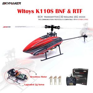 WLToys XK K110S RC Helicóptero BNF 24G 6CH 3D 6G Sistema de escova de escova Motor Quadcopter Remote Control Drone Toys for Kids Gifts 240508