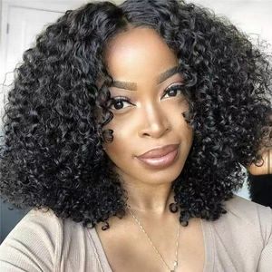 Glueless kikny curly 250 density kinky curly 14 inch short bob human hair wig pre-plucked 13x4 lace front wig wear and go with 3d cap