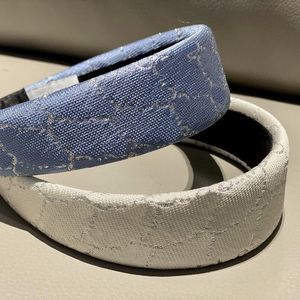 Triangle Headband Blue P Denim Bancone Denim Womens Casual Vintage Band Designer Silver Sponge peli Lettere di moda a cerchio