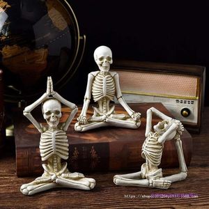 Halloween Ghost Festival Yoga Skull Figure Ornament Skeleton harts Hantverk Små dekoration