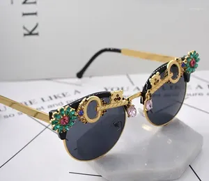 Солнцезащитные очки Ins Diy Crystal Athestone Baroak Baroque Sun Glasses Женщины дизайнер бренд Summer Luxury Ladies Feminino