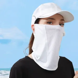 Scarves Solid Color Silk Mask Sun Proof Bib UV Protection Sunscreen Face Scarf Shield Hanging Ear Neck Wrap Cover Women