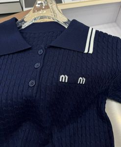 Paris T-shirt designer women's Miu T-shirt POLO women's knitted shirt top 100% pure cotton women's jeans summer short sleeved pullover women's denim skirt top quality